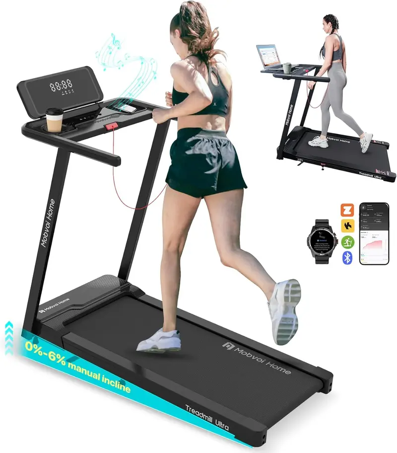 Mobvoi Ultra Walking Pad – 3-in-1 Compact Treadmill with 6% Auto-Incline, 2.5HP Motor, LED Display, Phone/Laptop Holder, 12 km/h Max Speed, 120 kg Load Limit