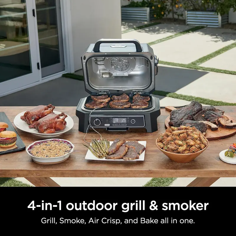 Ninja Woodfire Pro XL 4-in-1 Outdoor Cooking System – Grill, Smoker, Air Fryer & Precision Thermometer 2