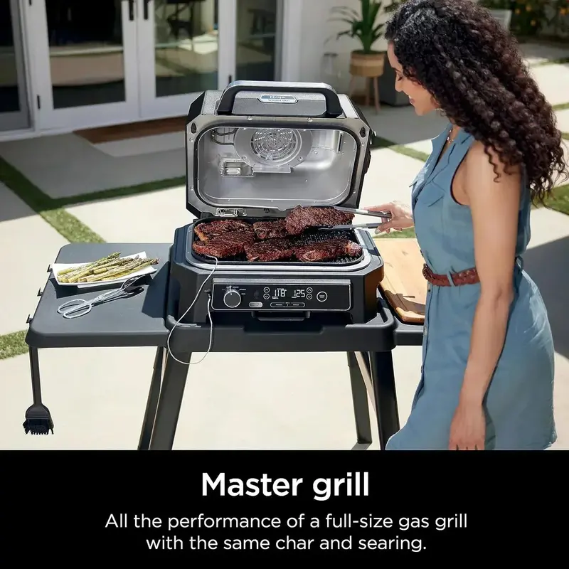 Ninja Woodfire Pro XL 4-in-1 Outdoor Cooking System – Grill, Smoker, Air Fryer & Precision Thermometer