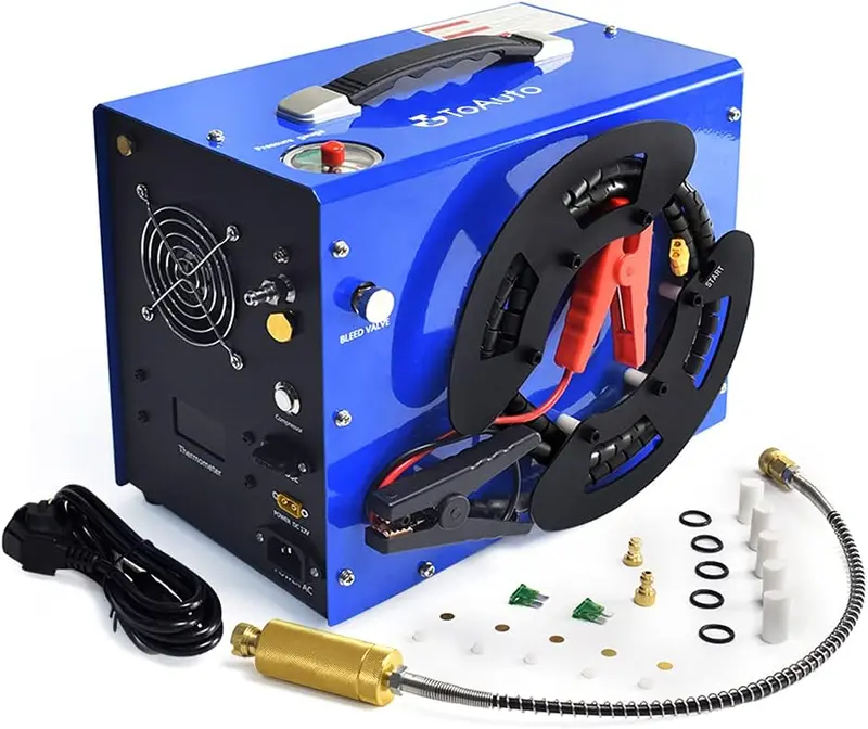 Oil-Free Vertical Reel Air Compressor – 4500 PSI High-Pressure Output for PCP Rifles and Spray Painting