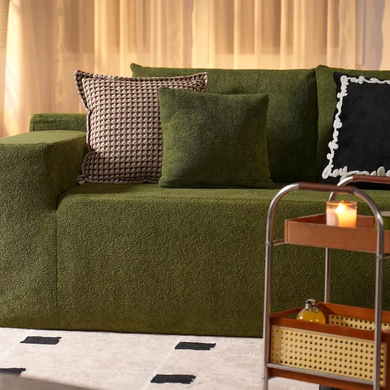 Ovios 104-Inch L-Shaped Cloud Sectional – Plush Corduroy Modular Sofa with Deep Seat & Effortless Setup (Grey)