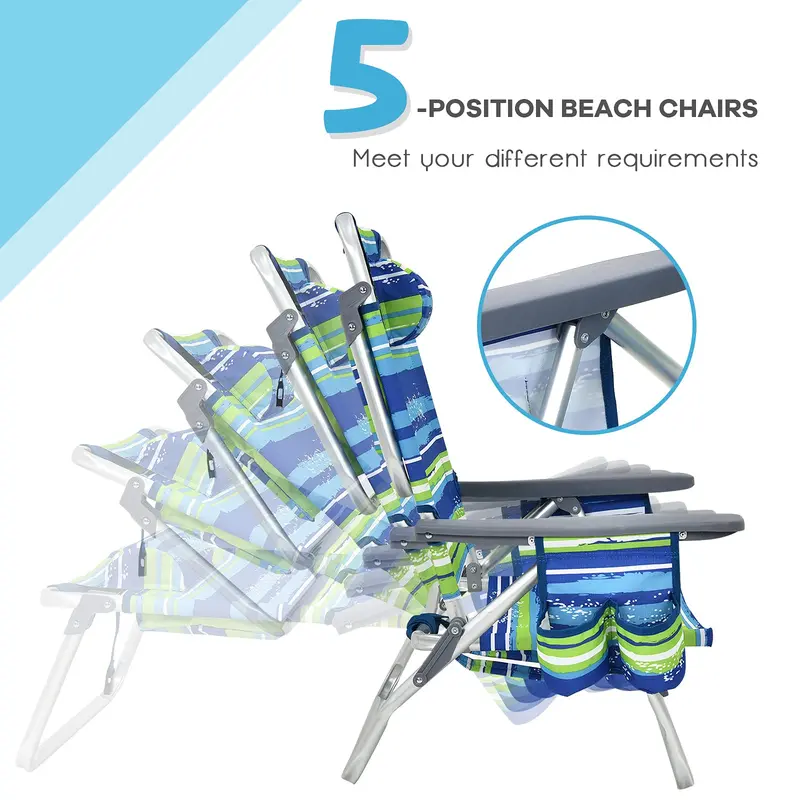 Portable 3-Piece Beach Chair Set with Integrated Cooler Bag and Dual Cup Holders