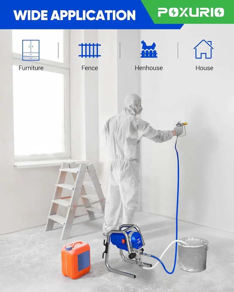 POXURIO 1200W High-Performance Airless Paint Sprayer – 3300 PSI Electric Unit for Flawless, Professional Finishes