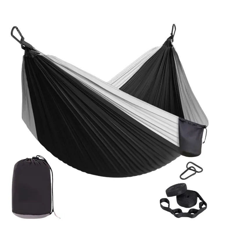 Premium Nylon Hammock with Heavy-Duty Tree Straps and Reinforced Steel Carabiners