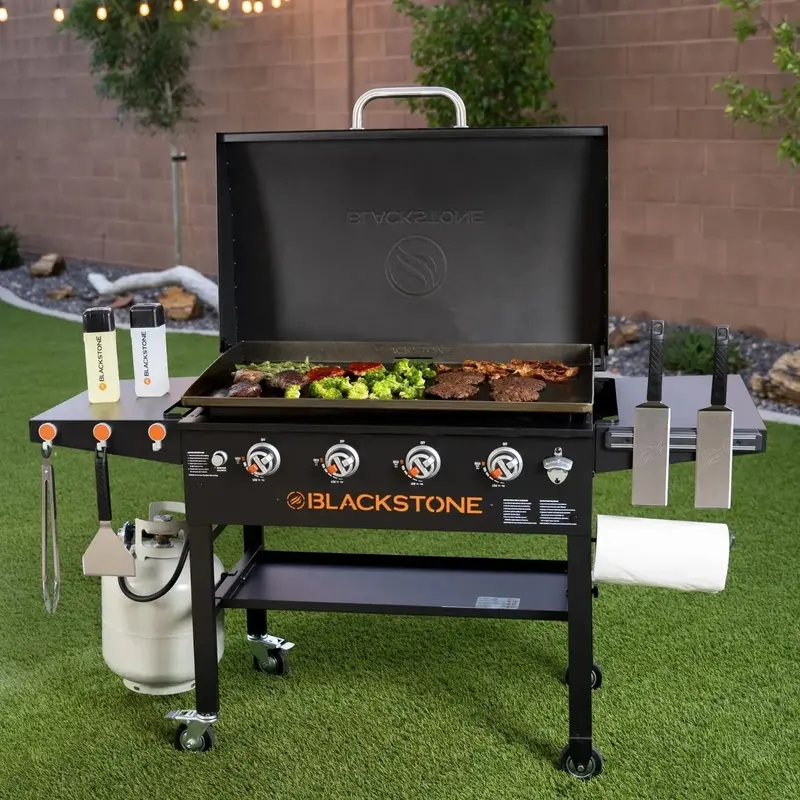 Professional 36-Inch Griddle Cooking Station Featuring Integrated Hood and Flat Top Grill (Model 1899)