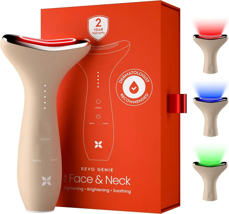 REVO Genie Advanced Facial Lift Device Combining Thermotherapy, Vibration, and LED Light