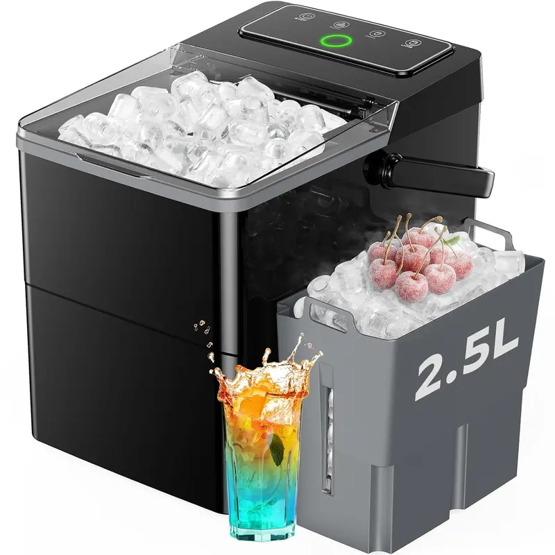 Silonn LED-Touch Countertop Ice Maker – Expanding 2.5L Basket, 9 Cubes in 6 Minutes, Dual Bullet Ice Sizes, Self-Cleaning Function