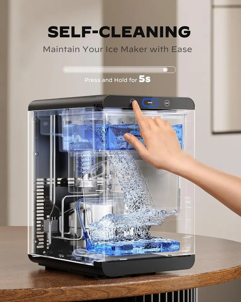 Silonn Nugget Ice Maker for Countertops – Pull-Out Reservoir, Removable Ice Bin, Rapid Ice Production Cycle & Compact Footprint