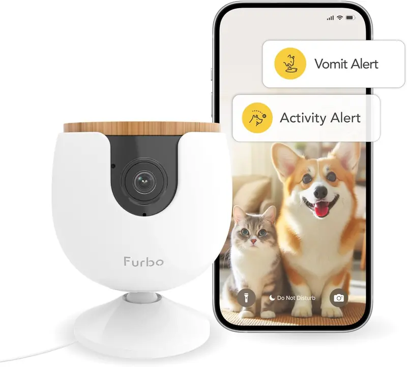 Smart 360° Pet Camera for Cats — Pan-Tilt Tracking, Treat Dispensing, HD Night Vision, and Two-Way Audio
