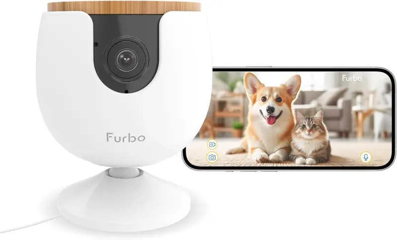 Smart 360° Pet Camera for Cats — Pan-Tilt Tracking, Treat Dispensing, HD Night Vision, and Two-Way Audio