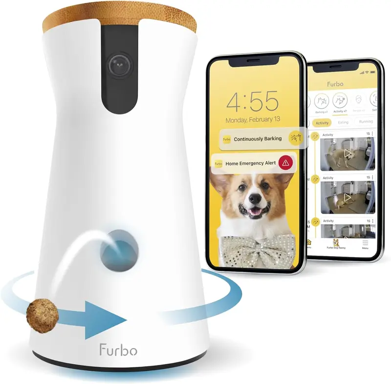 Smart 360° Pet Camera for Cats — Pan-Tilt Tracking, Treat Dispensing, HD Night Vision, and Two-Way Audio