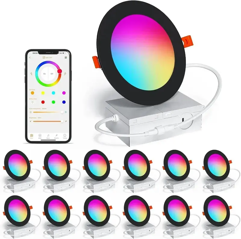 Smart 4-Inch RGBCW Canless LED Downlight – 12W Tunable Color, Built-in Junction Box & Dimmable Control 2