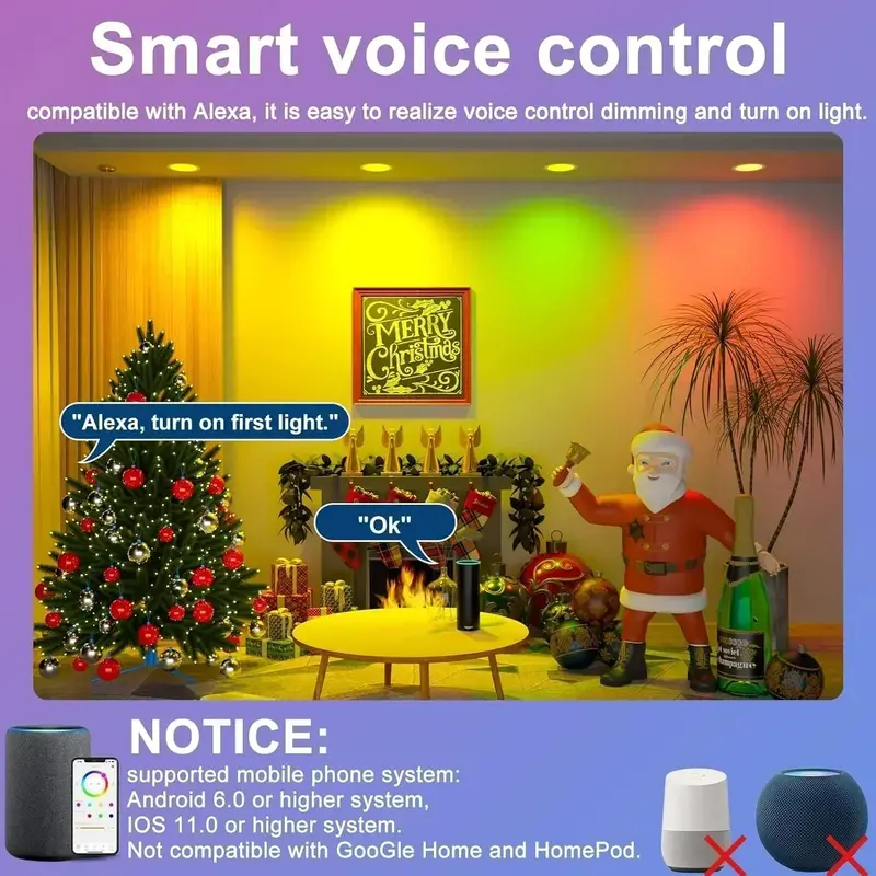 Smart 4-Inch RGBCW Canless LED Downlight – 12W Tunable Color, Built-in Junction Box & Dimmable Control