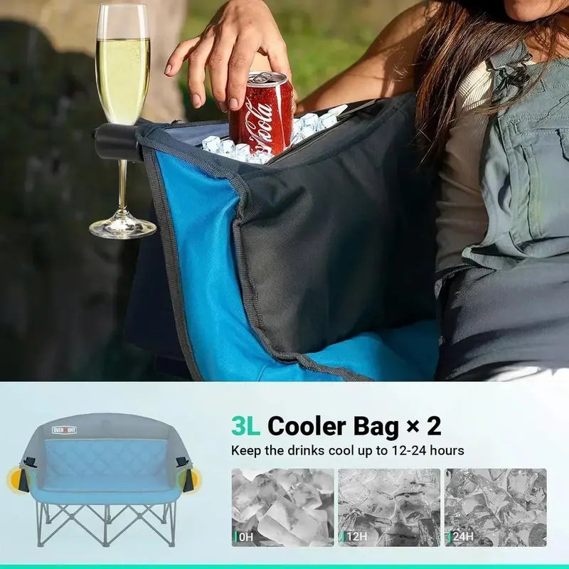 Spacious Outdoor Two-Seater Chair – Large-Footprint Foldable Lawn Sofa for Shared Relaxation