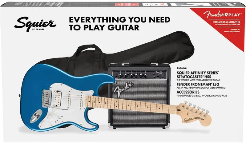 Squier Affinity Stratocaster HSS Electric Guitar – Maple Fingerboard & Lake Placid Blue Finish