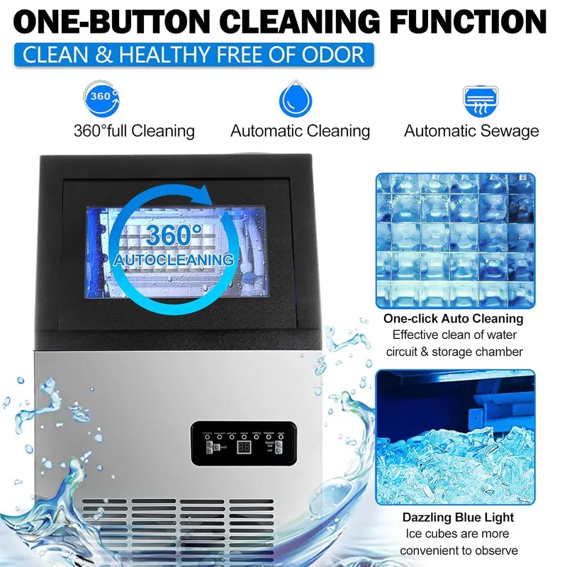 Stainless Steel Undercounter or Freestanding Ice Maker — 90 lbs/24H Production, 33-Lb Storage Bin, Top-Loading Convenience 2