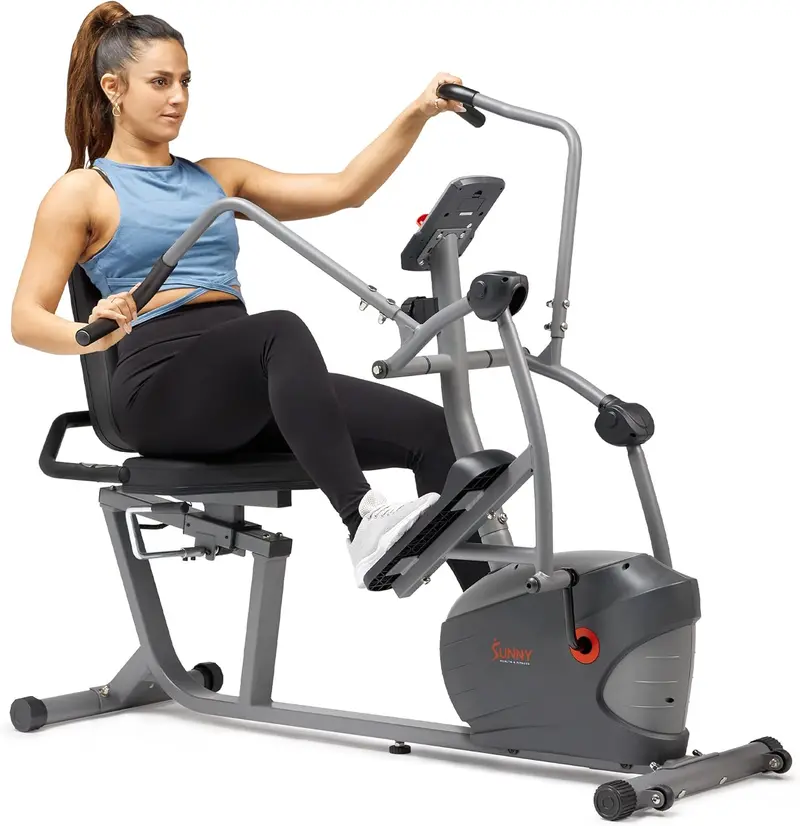 Sunny Health & Fitness Smart Recumbent Bike with Built-In Arm Exercisers 2