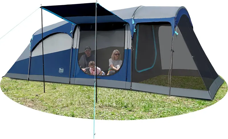 TIMBER RIDGE 8-Person Waterproof Tunnel Tent with Double-Layer Construction for Family Camping