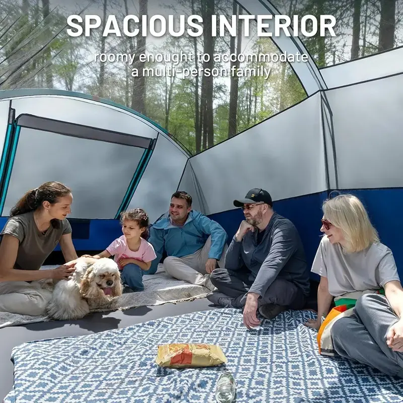 TIMBER RIDGE 8-Person Waterproof Tunnel Tent with Double-Layer Construction for Family Camping