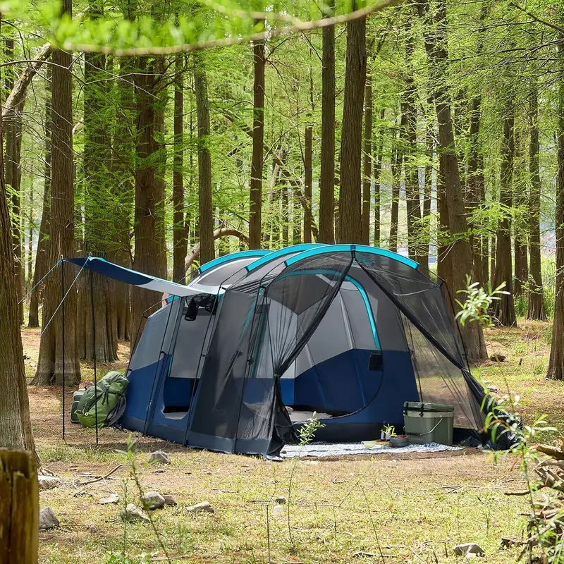 TIMBER RIDGE 8-Person Waterproof Tunnel Tent with Double-Layer Construction for Family Camping