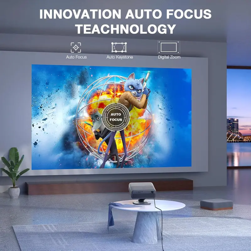 TOF-Enabled 4K Smart Projector Delivering 2500 ANSI Lumens, Real-Time Auto Focus, and Preloaded Streaming Services