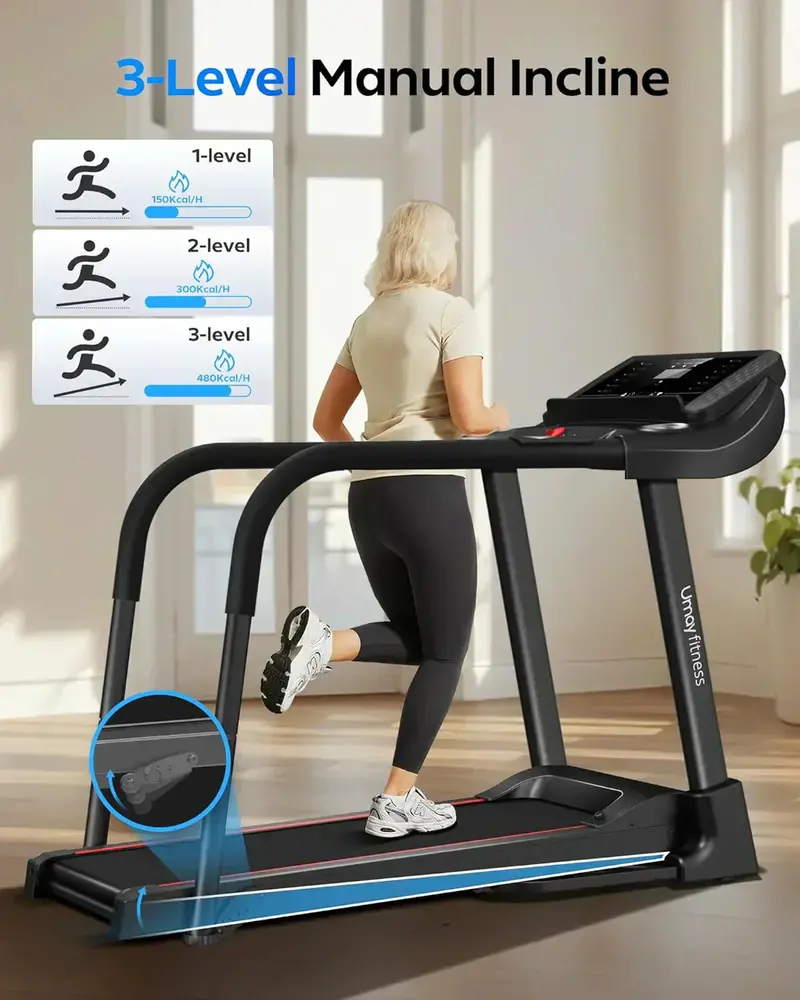 UMAY Foldable Treadmill – Low-Noise Home Exercise Machine with Heart Rate Monitoring