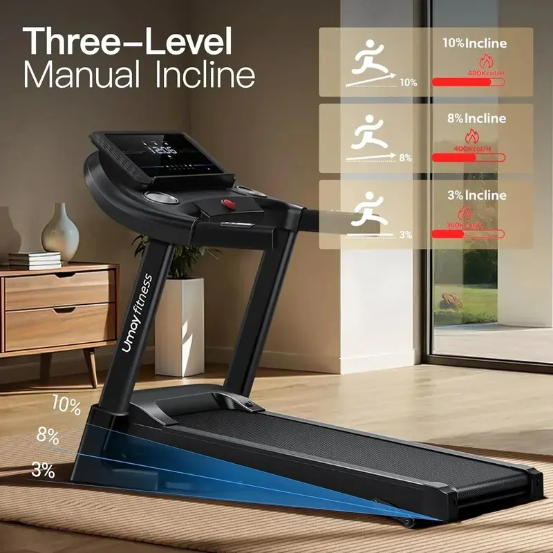 UMAY Foldable Treadmill – Low-Noise Home Exercise Machine with Heart Rate Monitoring