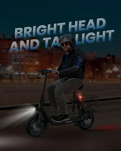 URBANMAX C1 Foldable Electric Scooter with Seat – 450W Motor, 22-Mile Range, 12-Inch Tires for Adult Commuters