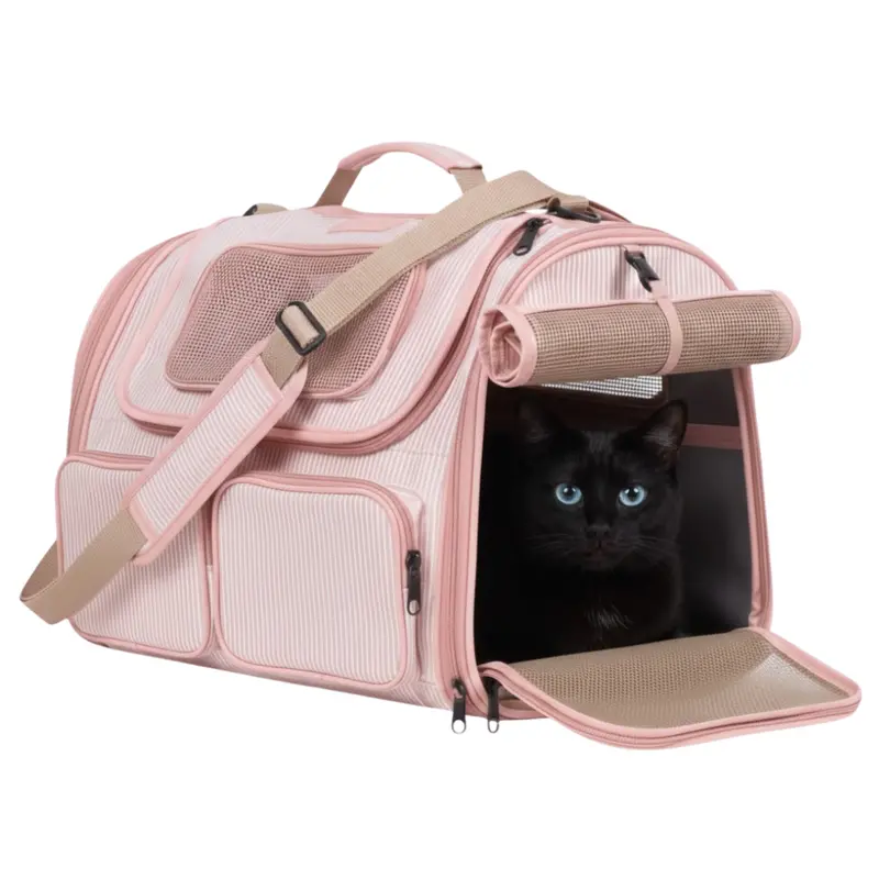 Ventilated On-the-Go Pet Carrier for Small Dogs & Cats with Organized External Pockets
