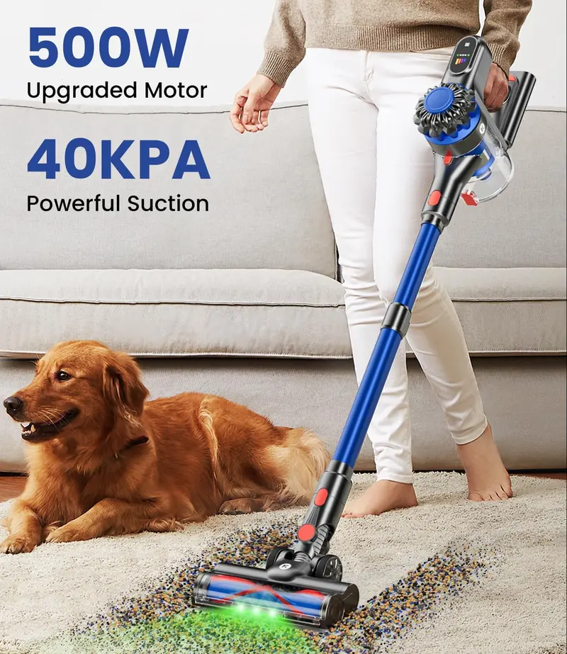Versatile 8-in-1 Cordless Vacuum – 500W Motor, 40KPa Suction, 60-Min Battery, LED Display, Anti-Tangle System & Wall-Charging Station 2