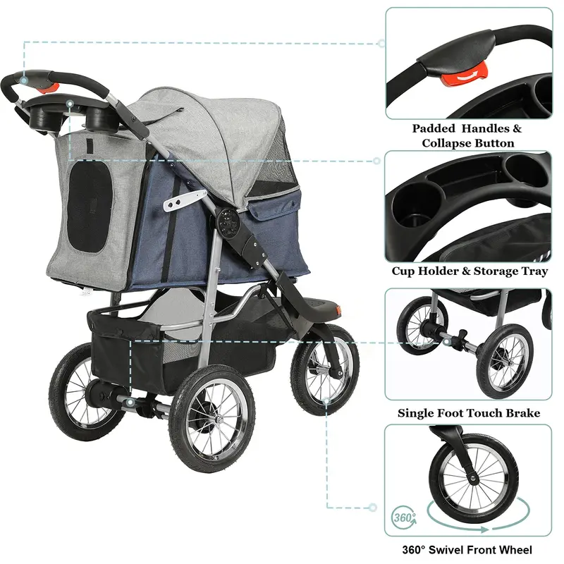 VIAGDO Premium Pet Stroller Designed for Small to Medium Dogs and Cats