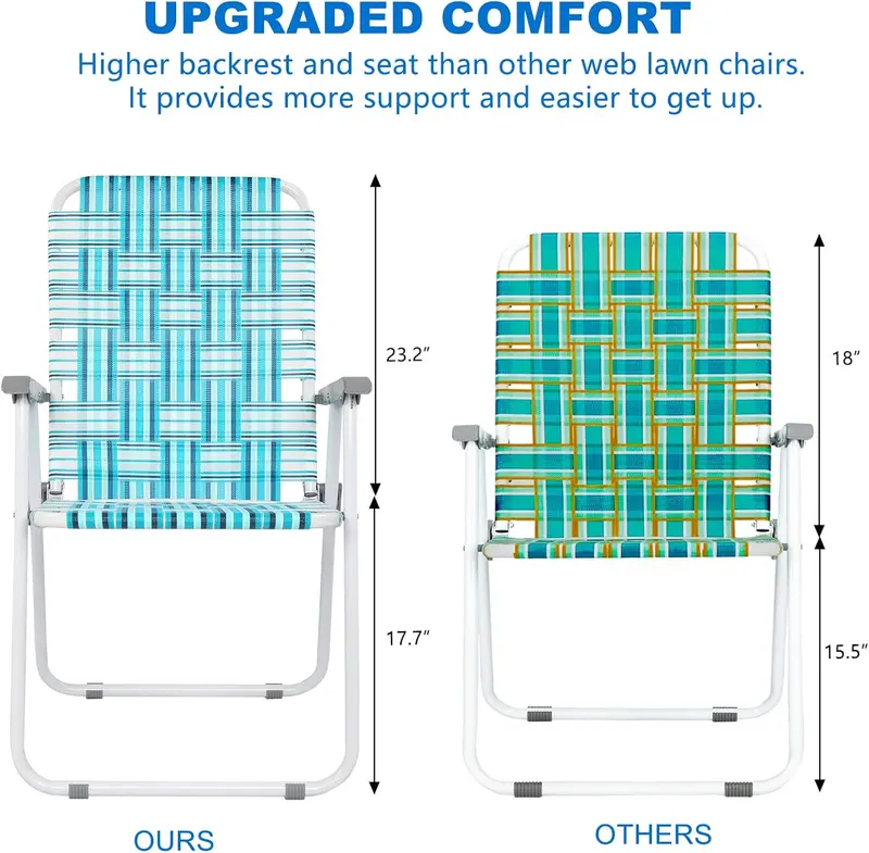 VINGLI Dual Webbed Lawn Chairs – Lightweight, Portable Outdoor & Beach Folding Seating