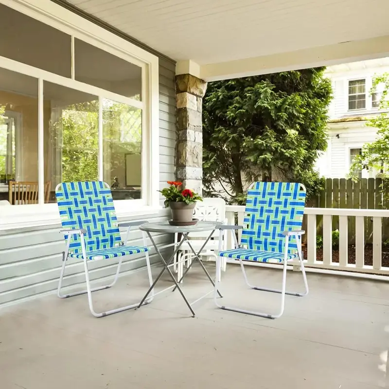 VINGLI Portable Webbed Lawn Chairs – 2-Pack Lightweight Folding Beach and Backyard Seating