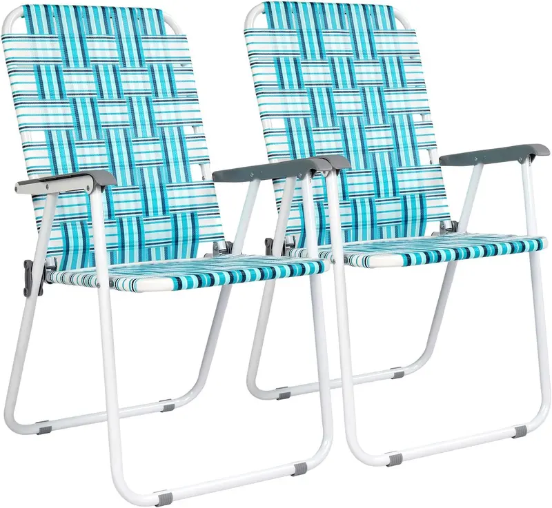 VINGLI Portable Webbed Lawn Chairs – 2-Pack Lightweight Folding Beach and Backyard Seating 2