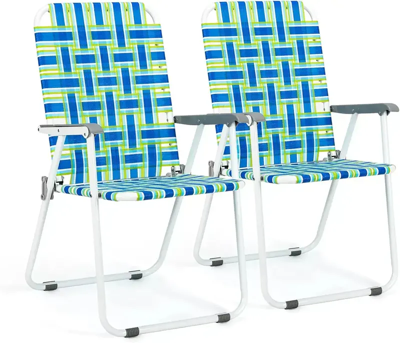 VINGLI Portable Webbed Lawn Chairs – 2-Pack Lightweight Folding Beach and Backyard Seating