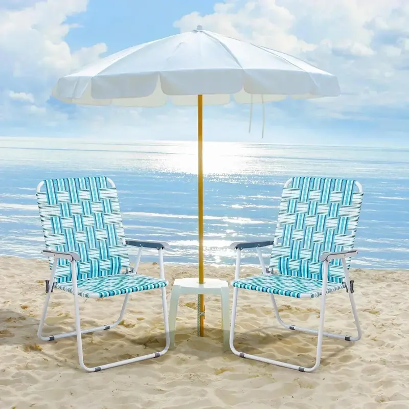 VINGLI Portable Webbed Lawn Chairs – 2-Pack Lightweight Folding Beach and Backyard Seating