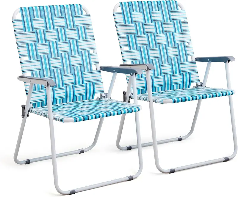 VINGLI Portable Webbed Lawn Chairs – 2-Pack Lightweight Folding Beach and Backyard Seating
