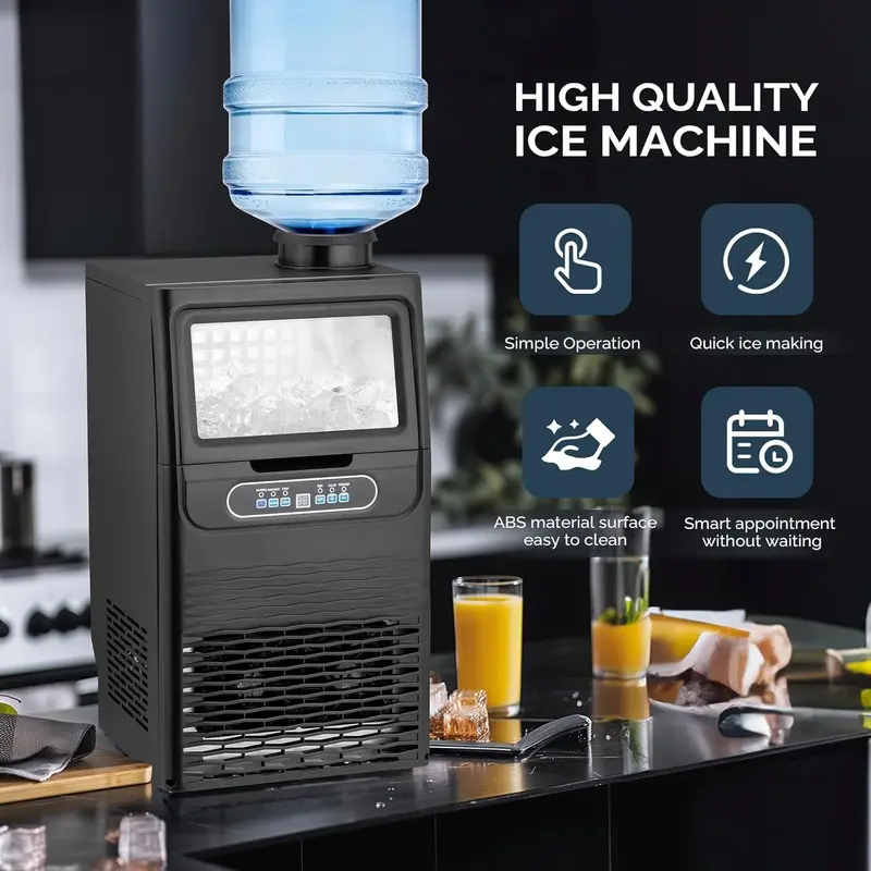 VINGLI Professional Undercounter Ice Machine – 90-Pound Daily Output, 11-Pound Capacity, Dual Inlet Design with Auto-Cleaning and Programmable Timer