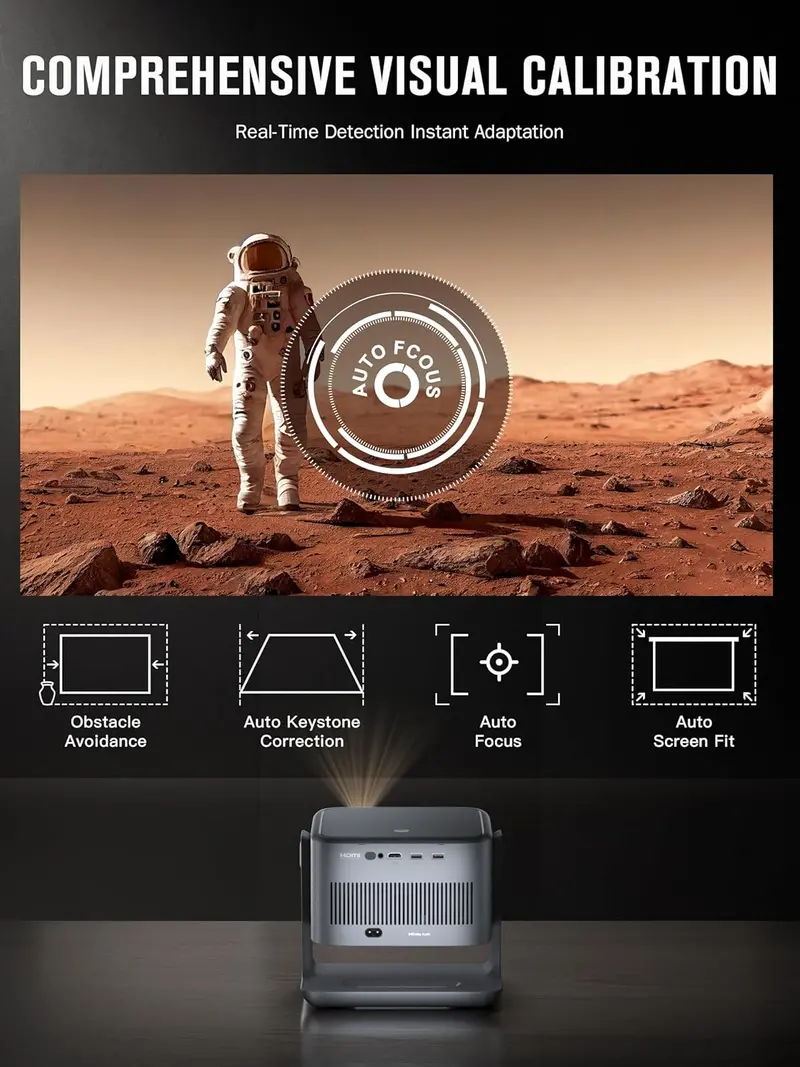 VISSPL 4K Dolby Audio Smart Projector – Auto Focus, 3D Ready, Seamless WiFi Connectivity