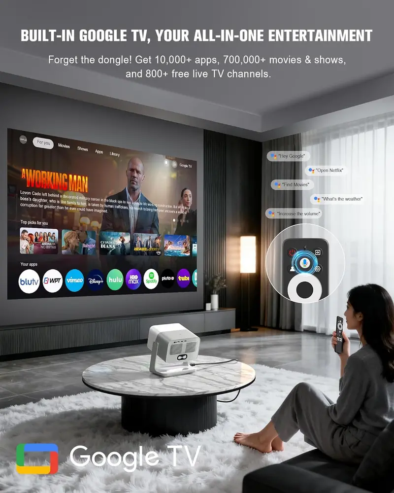 VOPLLS Outdoor-Capable Smart Projector — Dolby Audio, Auto Focus, and Dual Wireless Connectivity 2
