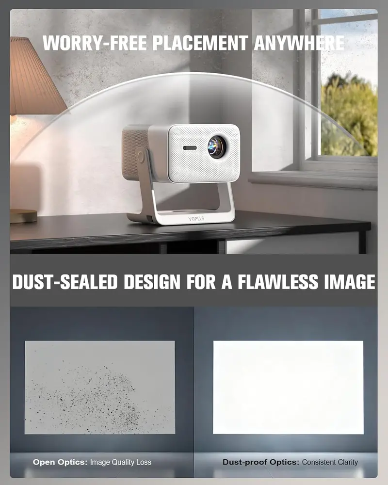 VOPLLS Outdoor-Capable Smart Projector — Dolby Audio, Auto Focus, and Dual Wireless Connectivity