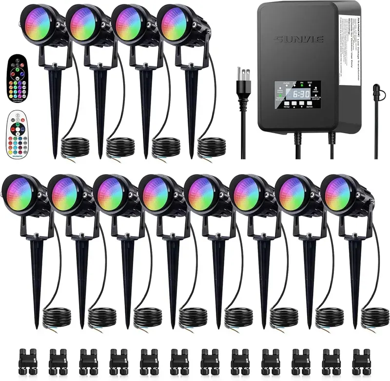 Waterproof RGB LED Landscape Lighting Kit – Weather-Resistant Path & Garden Accent Lights with Remote Control