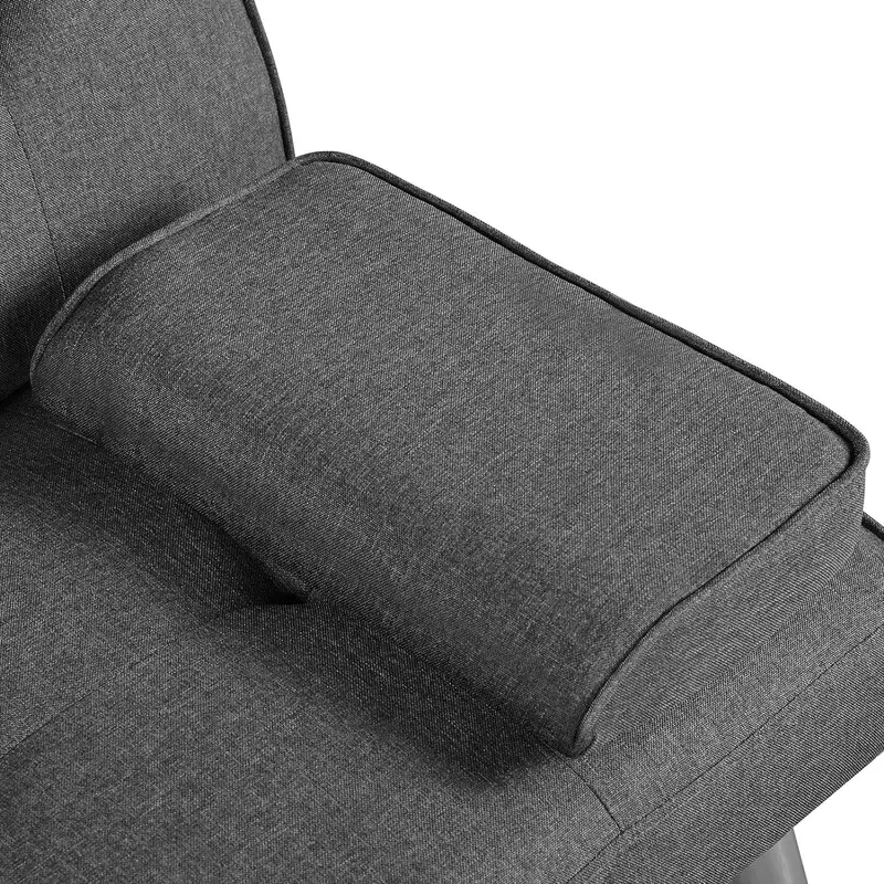 Yaheetech Reversible Faux Leather Loveseat – Folding Sofa Bed with 3 Recline Positions