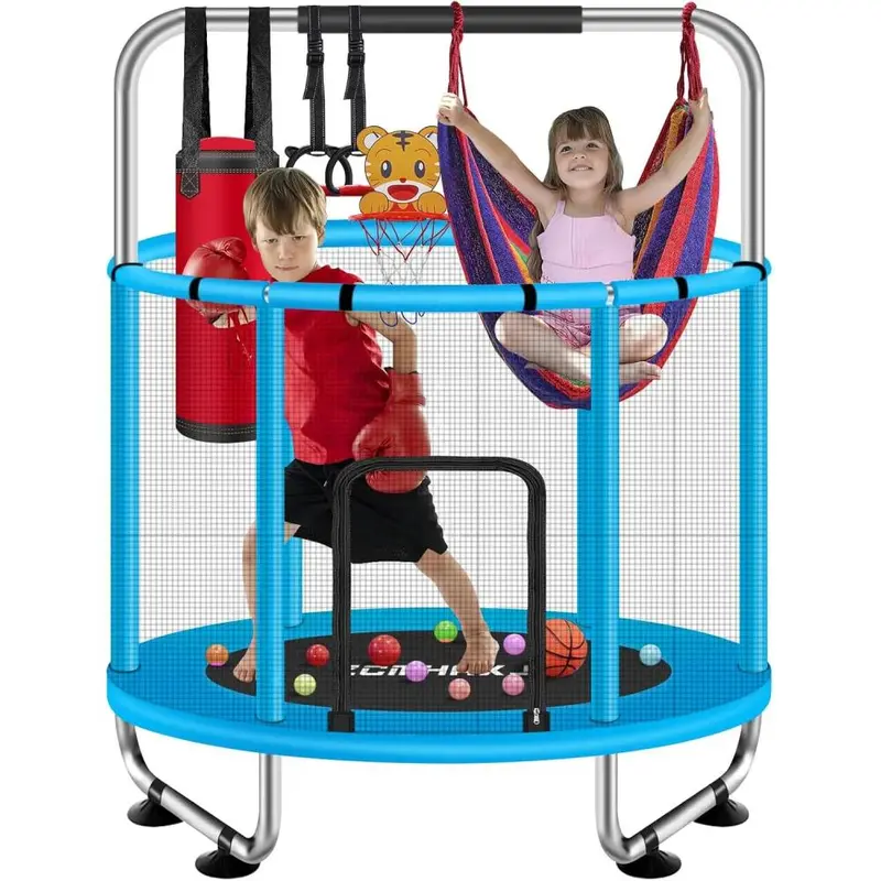 ZCMHAXJ Kids’ Trampoline with Gymnastics Bar & Interactive Play Accessories