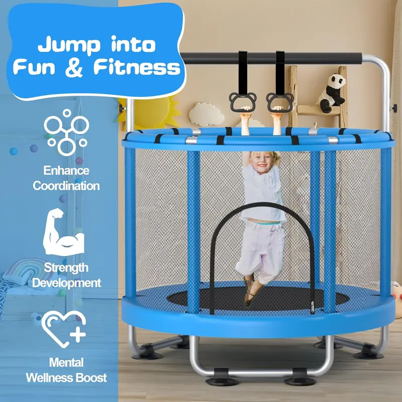ZCMHAXJ Kids’ Trampoline with Gymnastics Bar & Interactive Play Accessories