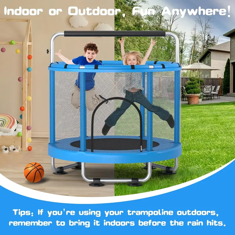 ZCMHAXJ Kids’ Trampoline with Gymnastics Bar & Interactive Play Accessories
