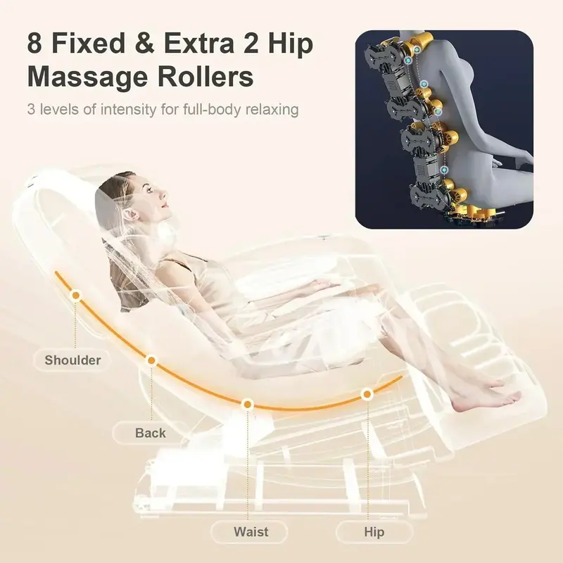 Zero Gravity Full-Body Massage Chair – 10-Point Roller Mechanism with Heated Foot Rollers and Auto Programs