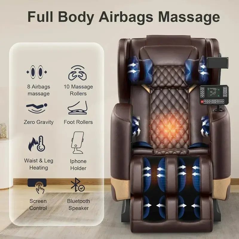Zero Gravity Full-Body Massage Chair – 10-Point Roller Mechanism with Heated Foot Rollers and Auto Programs